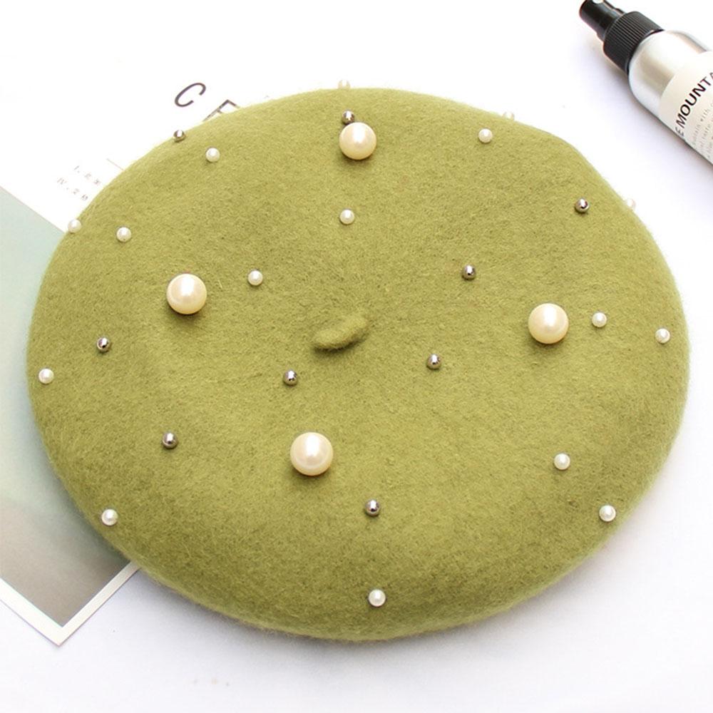 Pearl Stars Wool Felt Beret Hat Cap