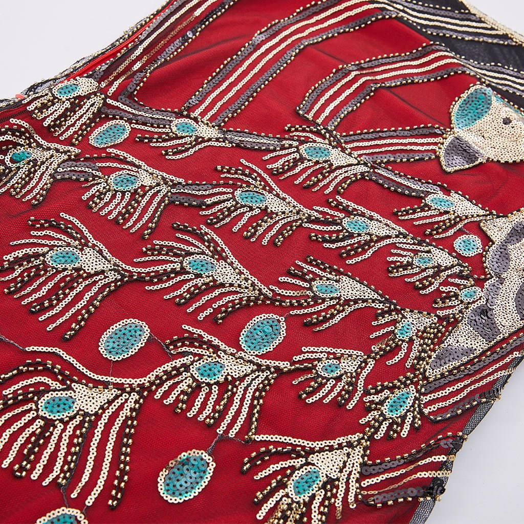 4 Colors 1920s Peacock Sequined Flapper Dress