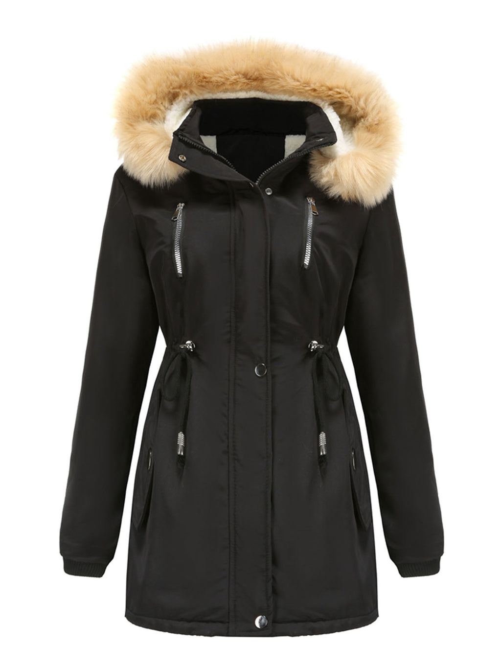 Coat Daily Lamb wool Fall Winter Regular Midi Length Coat Solid Color Oversized Coat