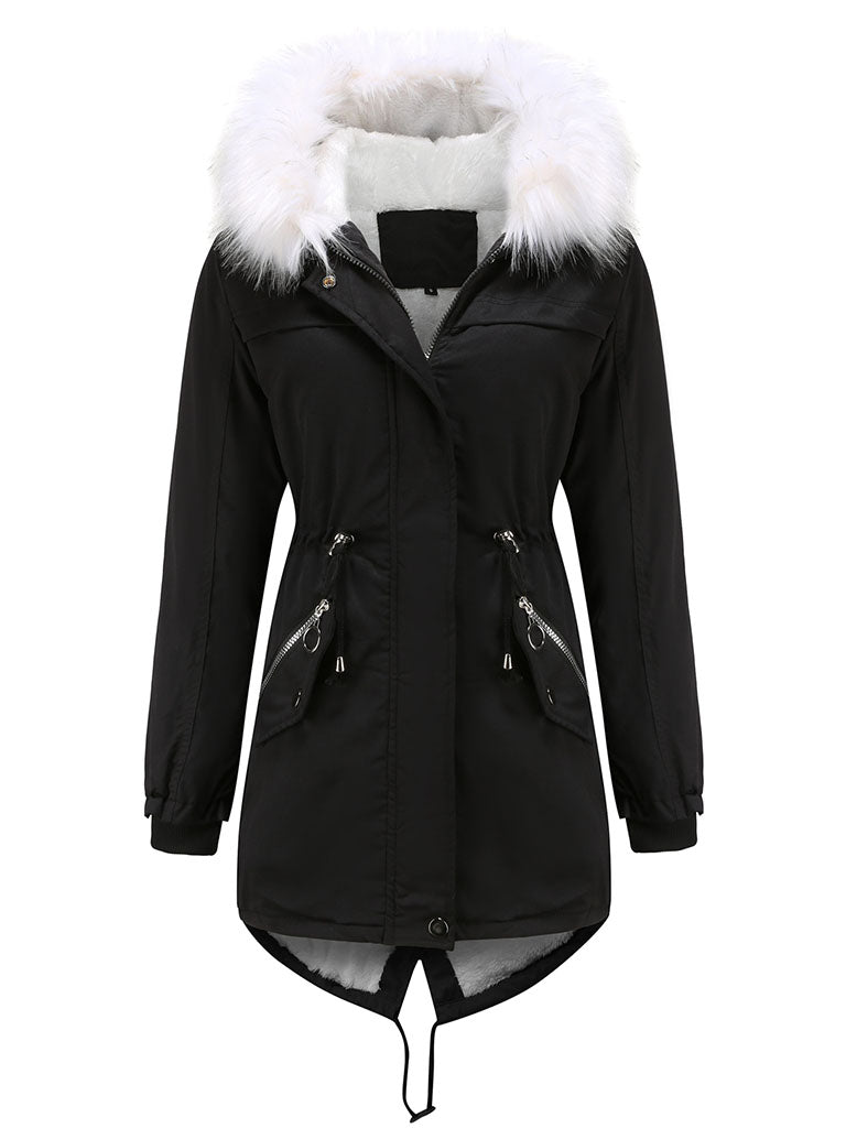 Coat Daily Going Out Fall Winter Casual Waisted Solid Color Cotton Oversized Hoodie Coat
