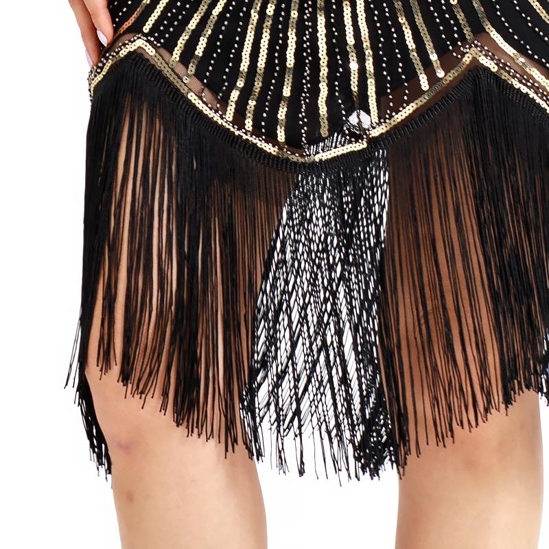 Gold 1920s Crew Neck  Cape Sequined Fringed Flapper Dres