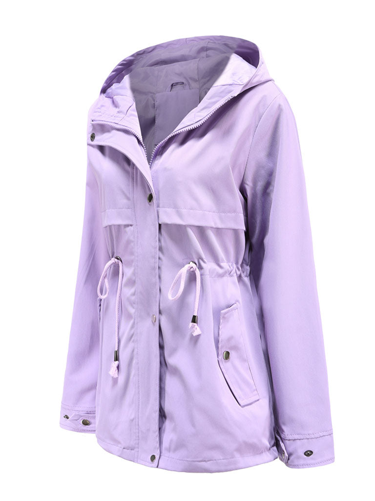 Jacket Daily Going Out Fall Winter Casual Waisted Solid Color Hoodie Sporty Jacket