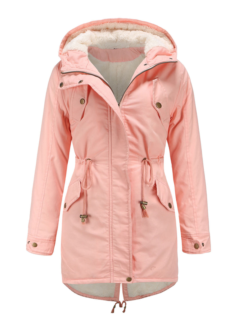Parka Coat Street Daily Winter Plush Long Coat Solid Color Oversized Fur Warm Coat
