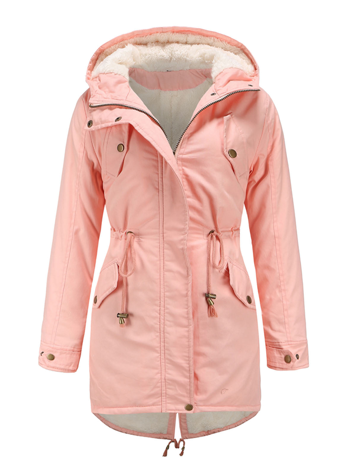 Parka Coat Street Daily Winter Plush Long Coat Solid Color Oversized Fur Warm Coat