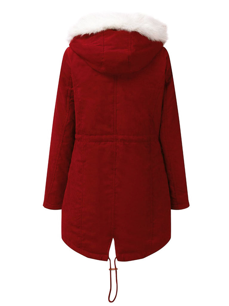 Parker Coat Daily Going Out Fall Winter Casual Waisted Solid Color Cotton Oversized Hoodie Coat