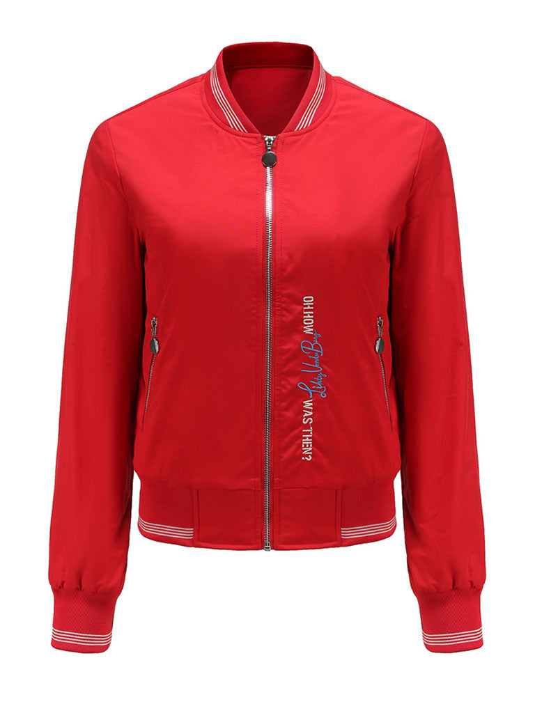 Pilot Style Jacket Street Daily Fall Winter Casual Solid Color Stand Collar Sporty Jacket For Women