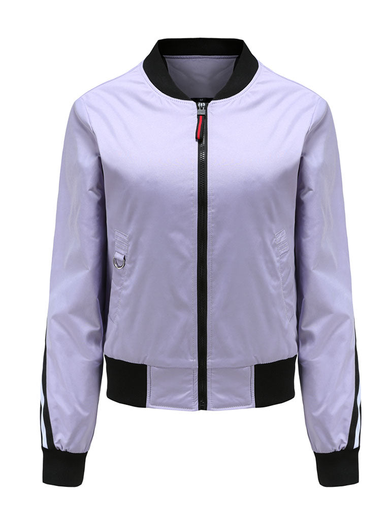 Pilot Style Jacket Street Daily Fall Winter Casual Solid Color Stand Collar Sporty Jacket