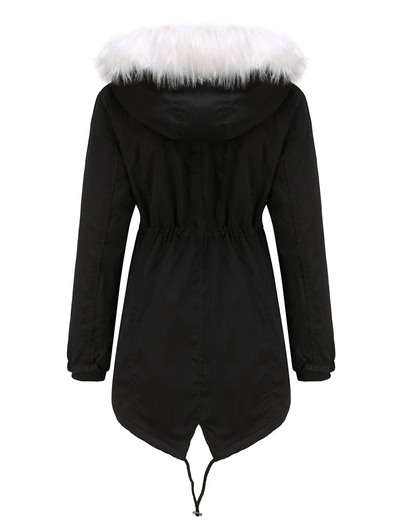 Coat Daily Going Out Fall Winter Casual Waisted Solid Color Cotton Oversized Hoodie Coat