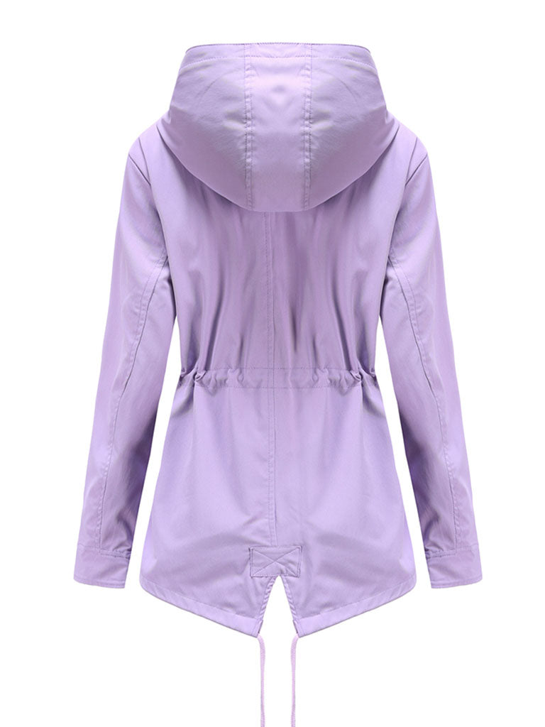 Jacket Daily Going Out Fall Winter Casual Waisted Solid Color Hoodie Sporty Jacket