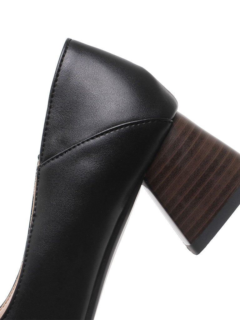Chunky Heel  Square Toe PU Vintage Shoes