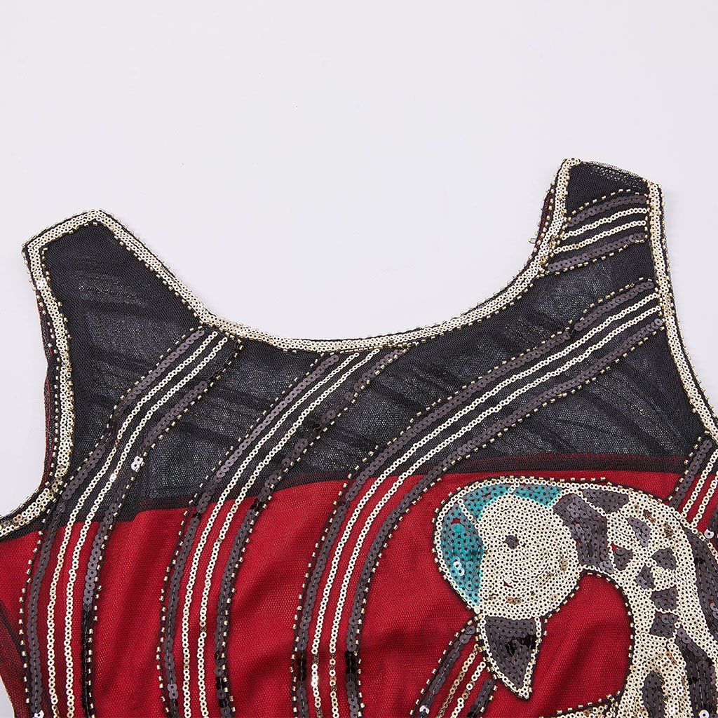4 Colors 1920s Peacock Sequined Flapper Dress
