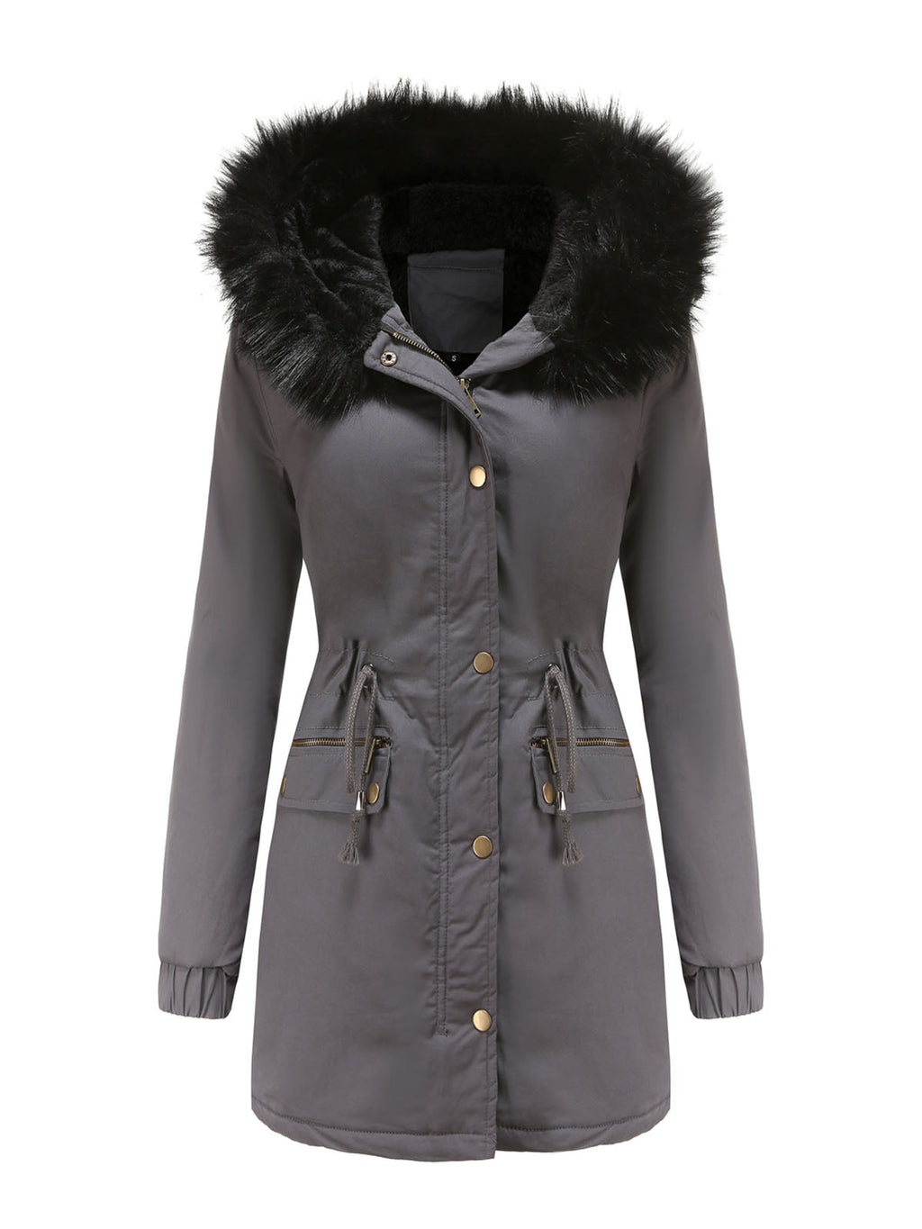 Parka Coat Street Plush Winter Hoodie Coat Solid Color Oversized Fur Warm Coat