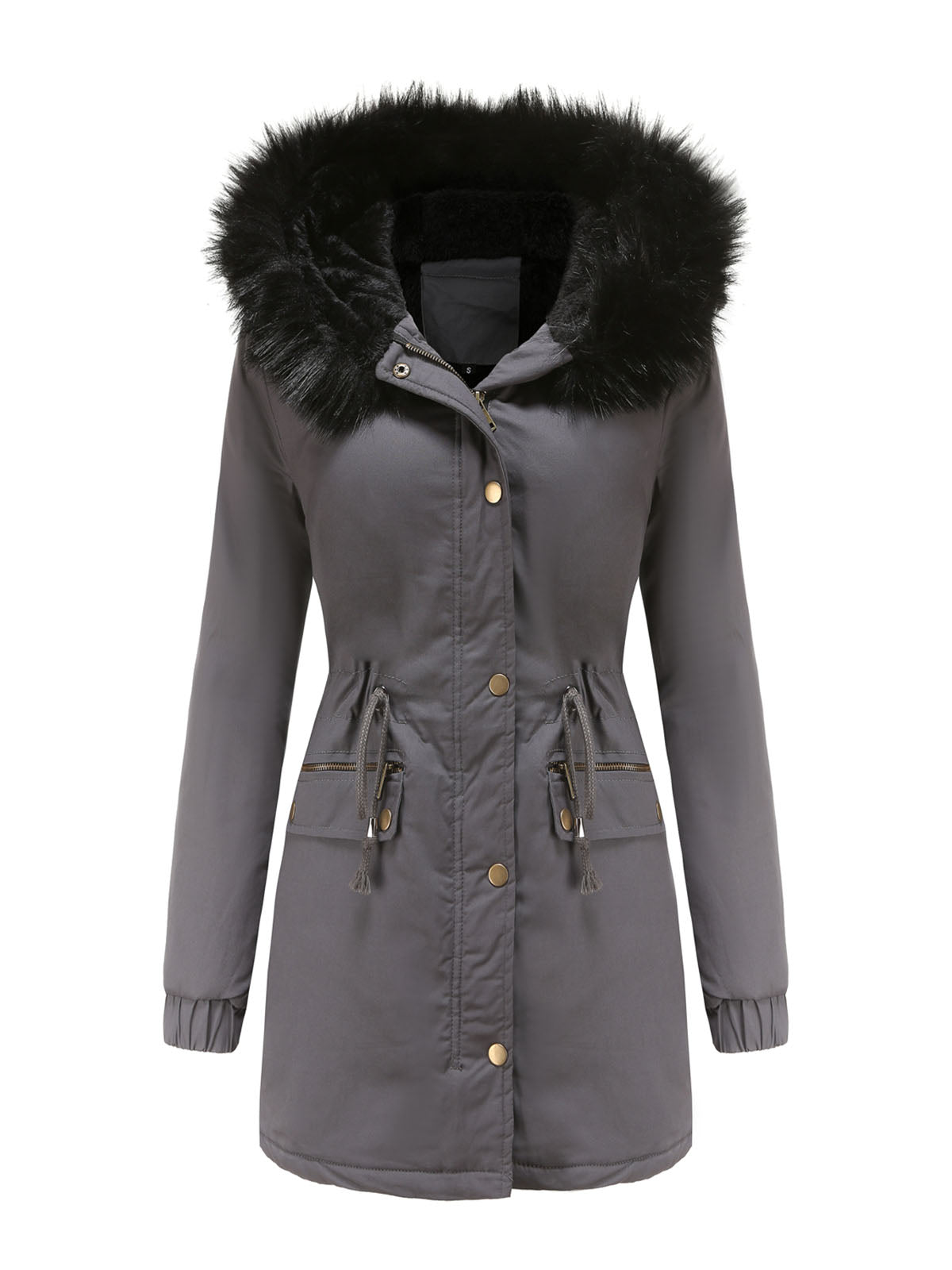 Parka Coat Street Plush Winter Hoodie Coat Solid Color Oversized Fur Warm Coat