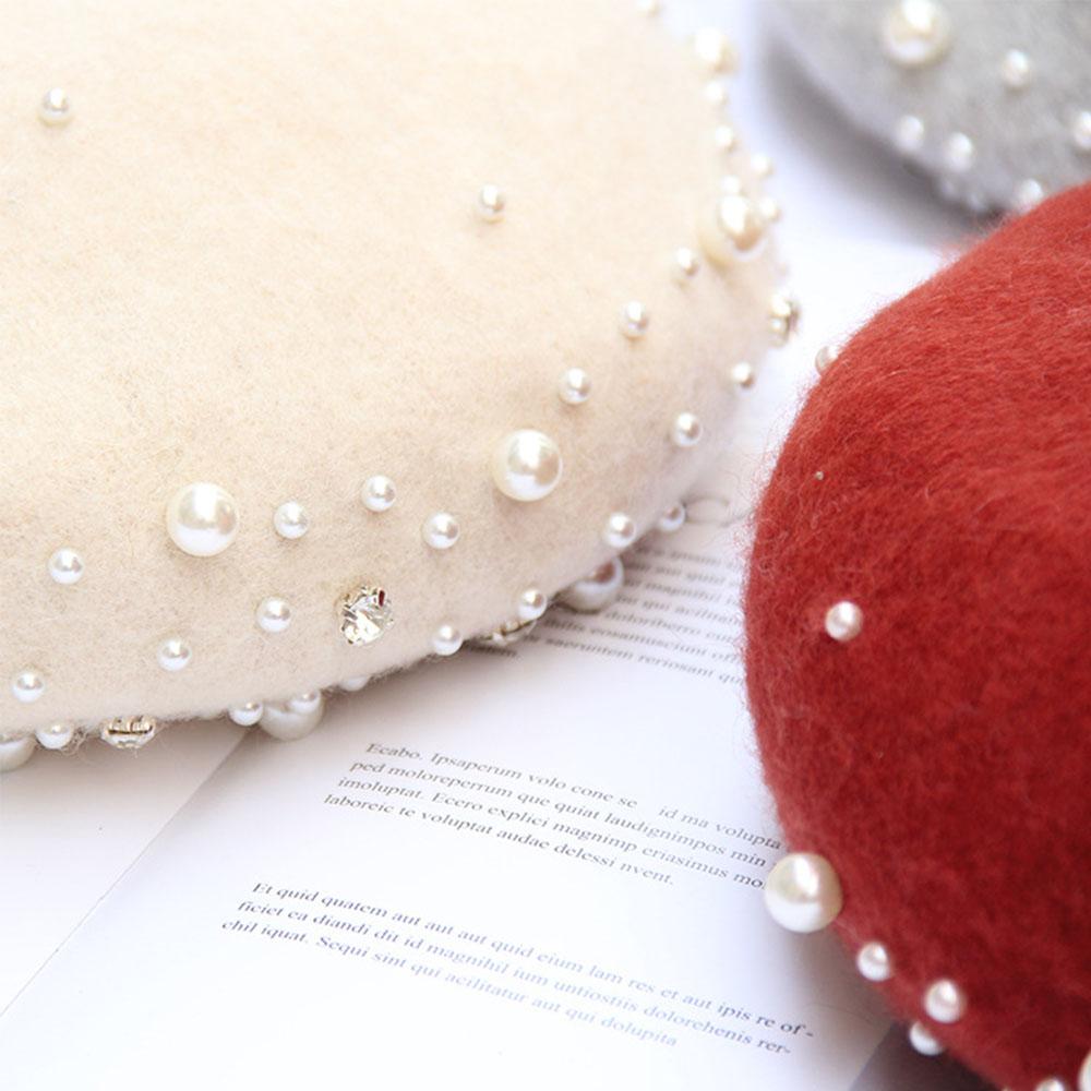 Pearl French Artist Wool Felt Beret Hat Cap