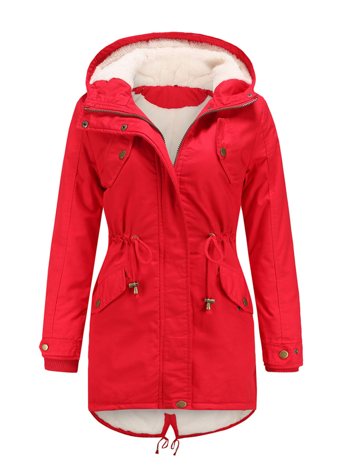 Parka Coat Street Daily Winter Plush Long Coat Solid Color Oversized Fur Warm Coat