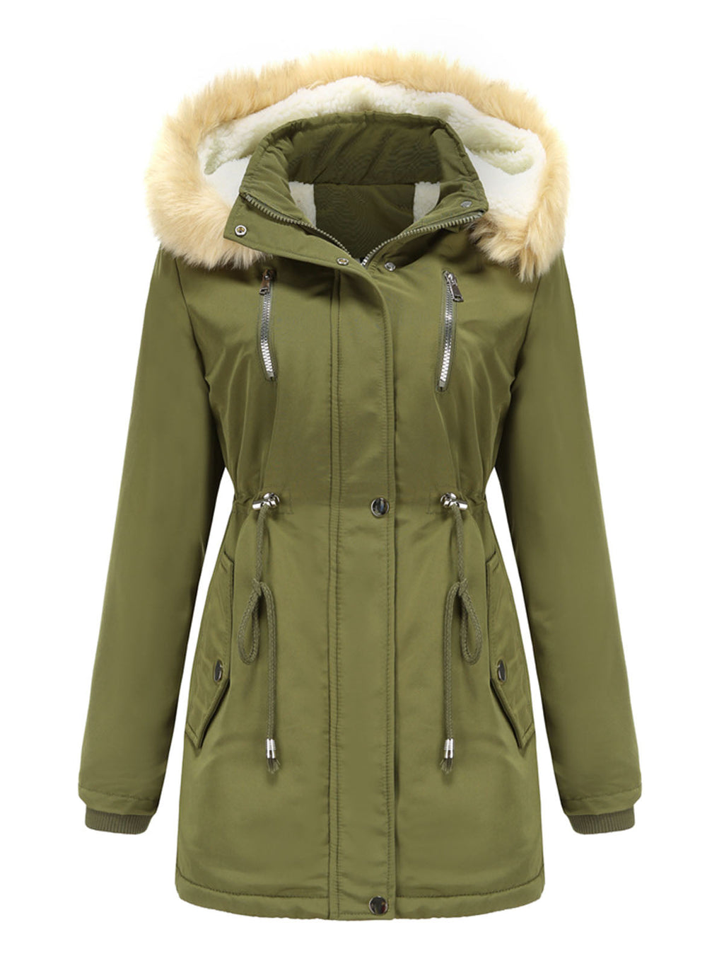 Coat Daily Lamb wool Fall Winter Regular Midi Length Coat Solid Color Oversized Coat
