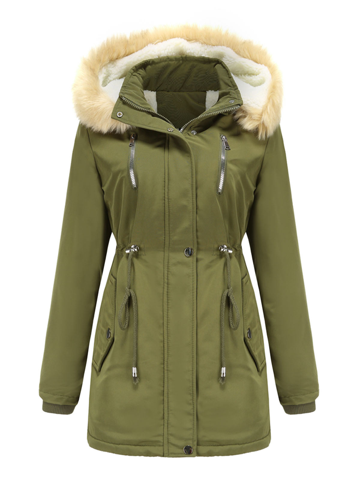 Coat Daily Lamb wool Fall Winter Regular Midi Length Coat Solid Color Oversized Coat