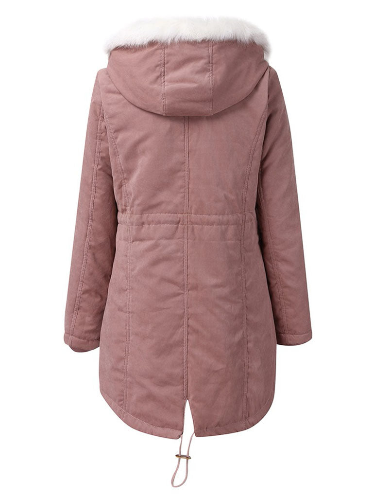Parker Coat Daily Going Out Fall Winter Casual Waisted Solid Color Cotton Oversized Hoodie Coat