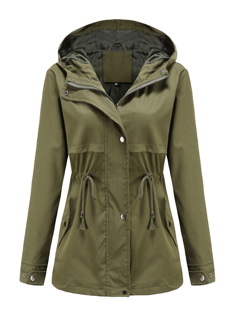 Jacket Daily Going Out Fall Winter Casual Waisted Solid Color Hoodie Sporty Jacket