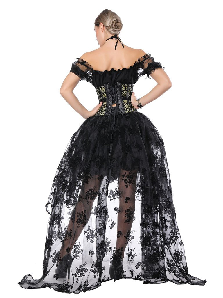 Gothic Costume Halloween  Lace  Top Corset And Asymmetrical Skirt