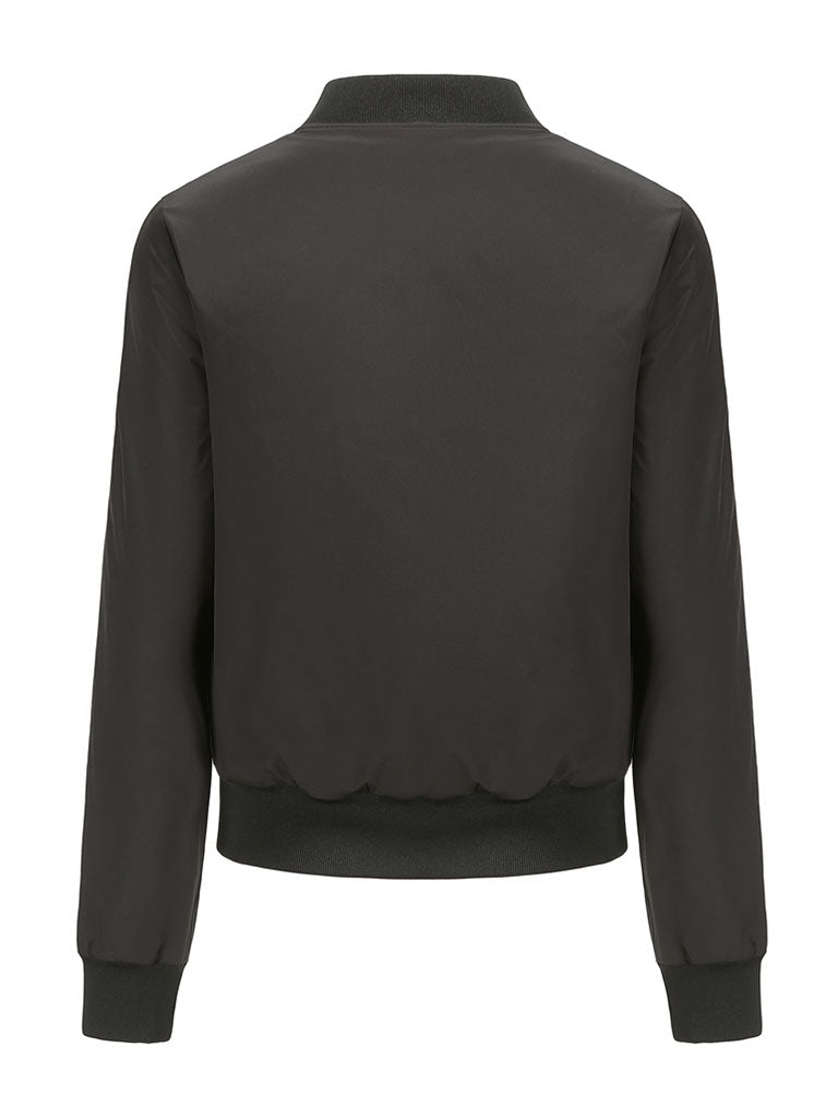 Pilot Style Jacket Daily Fall Winter Casual Solid Color Stand Collar Sporty Jacket