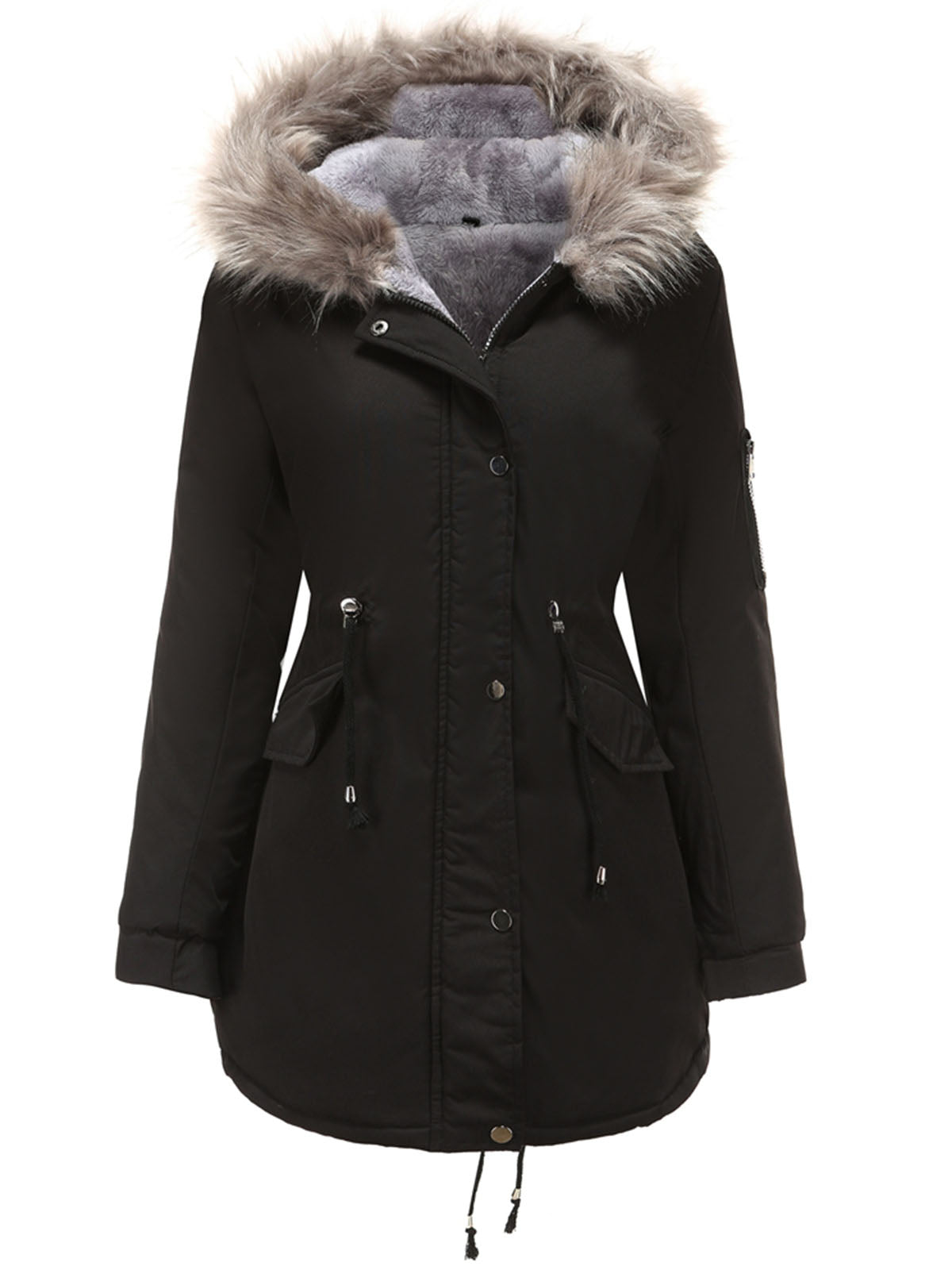 Parka Coat Street Daily Plush Winter Coat Solid Color Oversized Fur Warm Coat