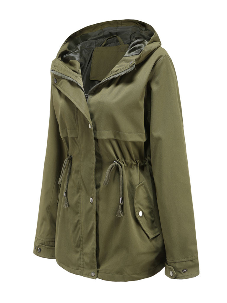 Jacket Daily Going Out Fall Winter Casual Waisted Solid Color Hoodie Sporty Jacket