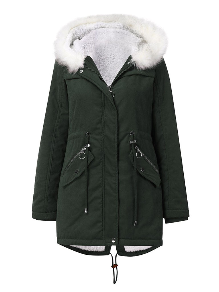Parker Coat Daily Going Out Fall Winter Casual Waisted Solid Color Cotton Oversized Hoodie Coat