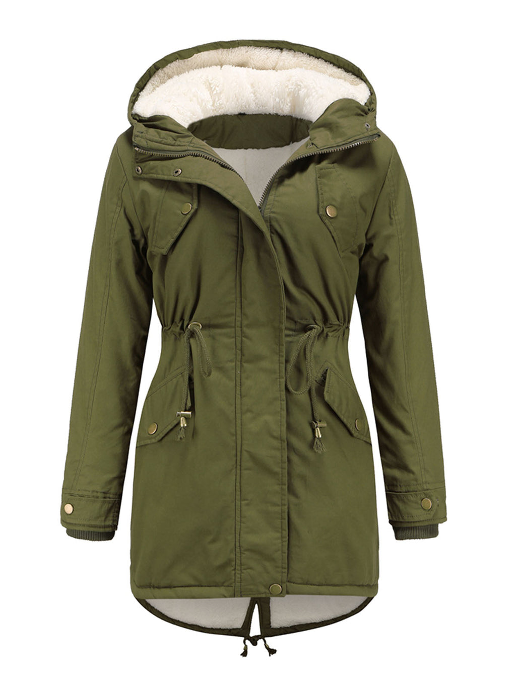 Parka Coat Street Daily Winter Plush Long Coat Solid Color Oversized Fur Warm Coat
