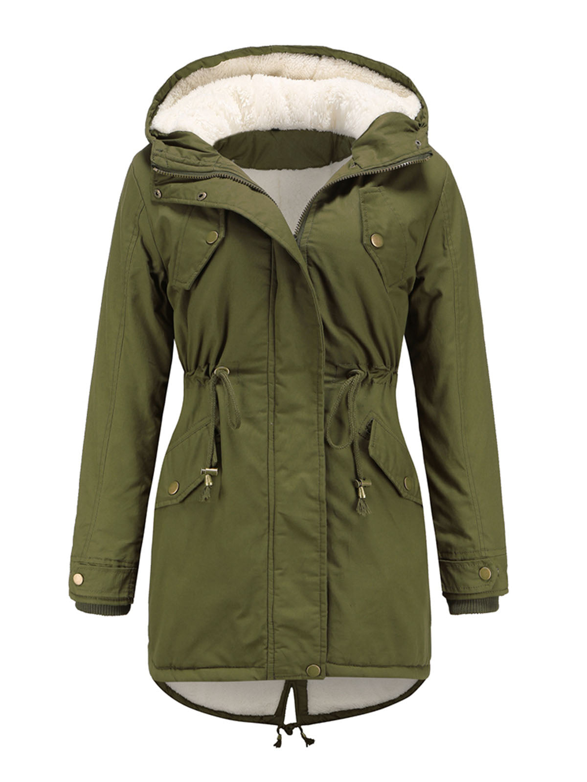 Parka Coat Street Daily Winter Plush Long Coat Solid Color Oversized Fur Warm Coat