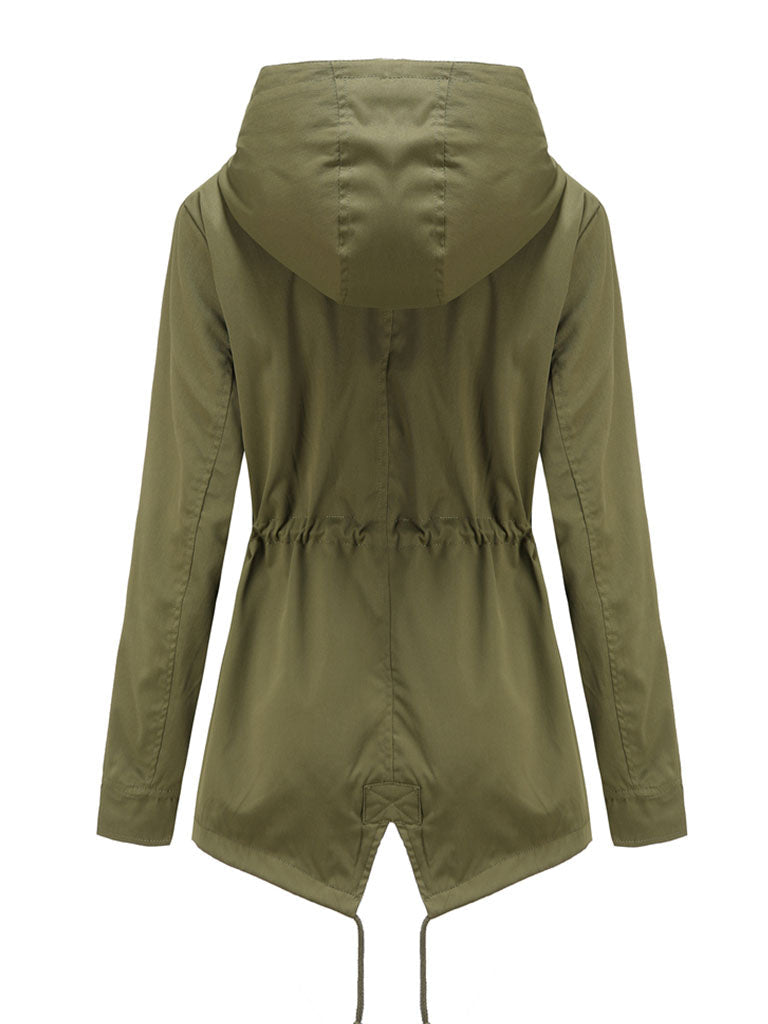 Jacket Daily Going Out Fall Winter Casual Waisted Solid Color Hoodie Sporty Jacket