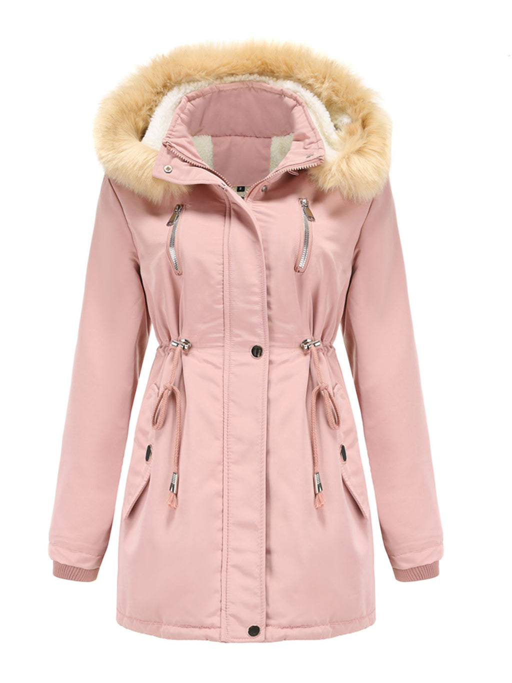 Coat Daily Lamb wool Fall Winter Regular Midi Length Coat Solid Color Oversized Coat