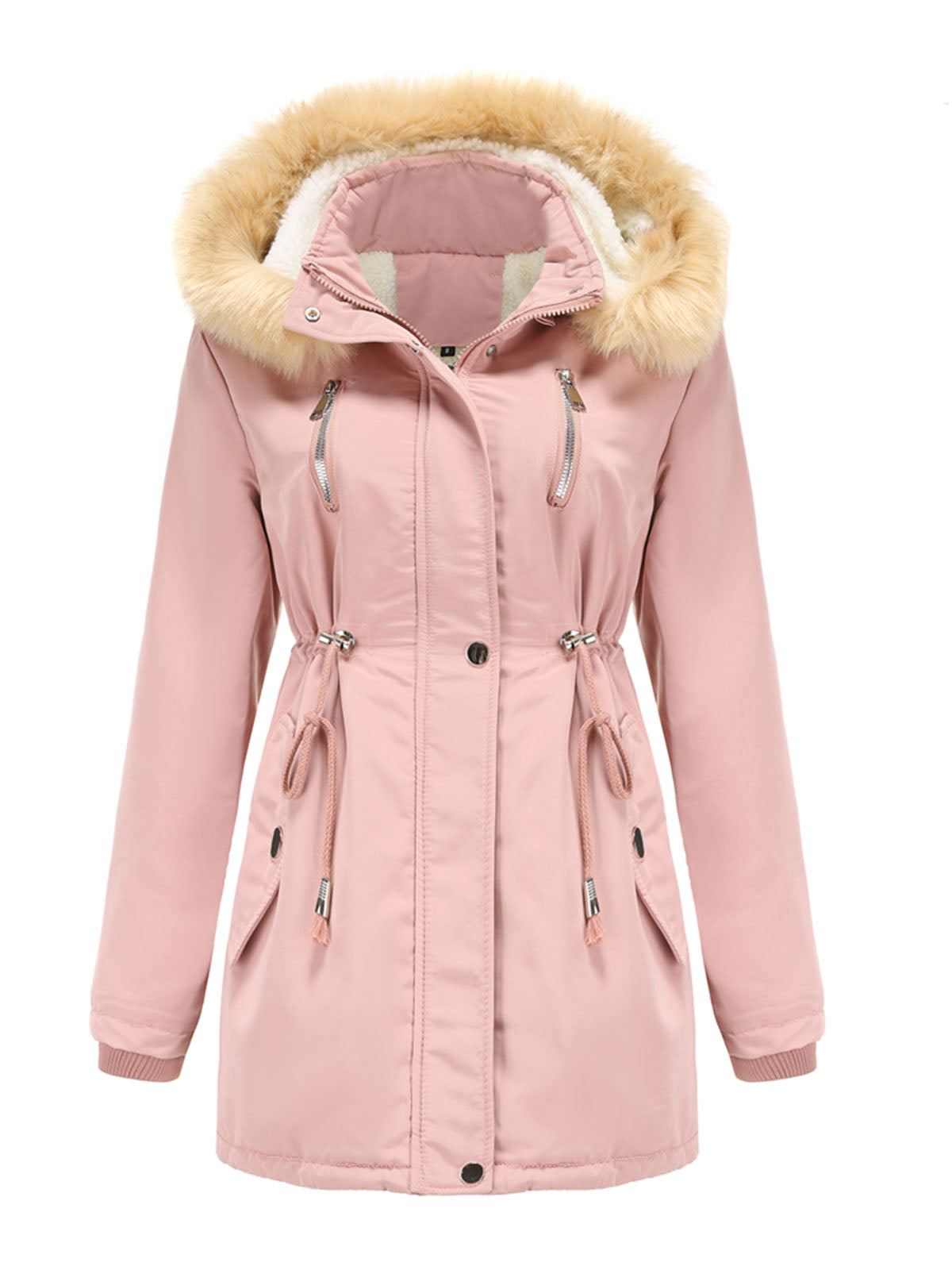 Coat Daily Lamb wool Fall Winter Regular Midi Length Coat Solid Color Oversized Coat