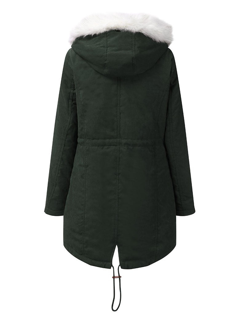 Parker Coat Daily Going Out Fall Winter Casual Waisted Solid Color Cotton Oversized Hoodie Coat