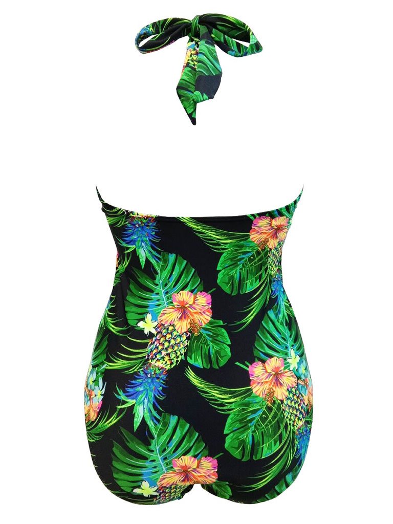 Concise Backless Vintage Style Floral One Piece Bikini Bathing Suit