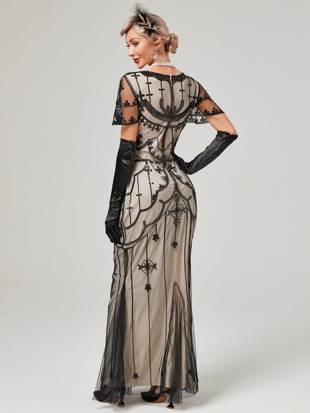 1920S Sequined Fringe Flapper Maxi Dress