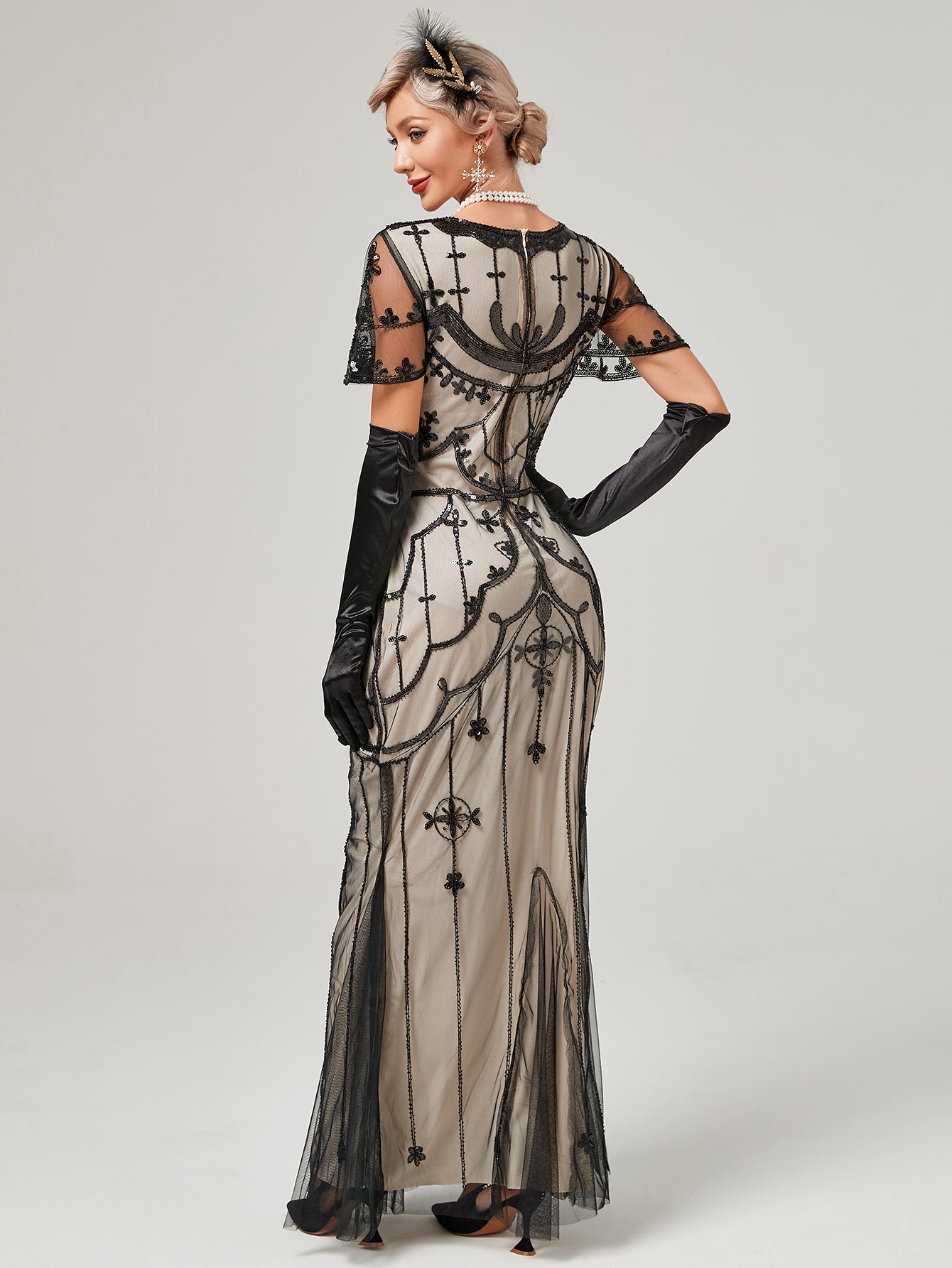 1920S Sequined Fringe Flapper Maxi Dress