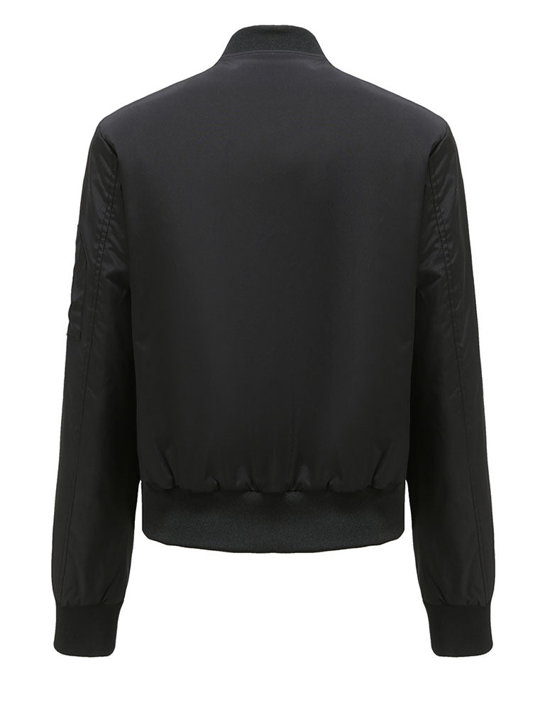 Pilot Style Jacket Daily Going out Fall Winter Casual Solid Color Stand Collar Sporty Jacket For Women