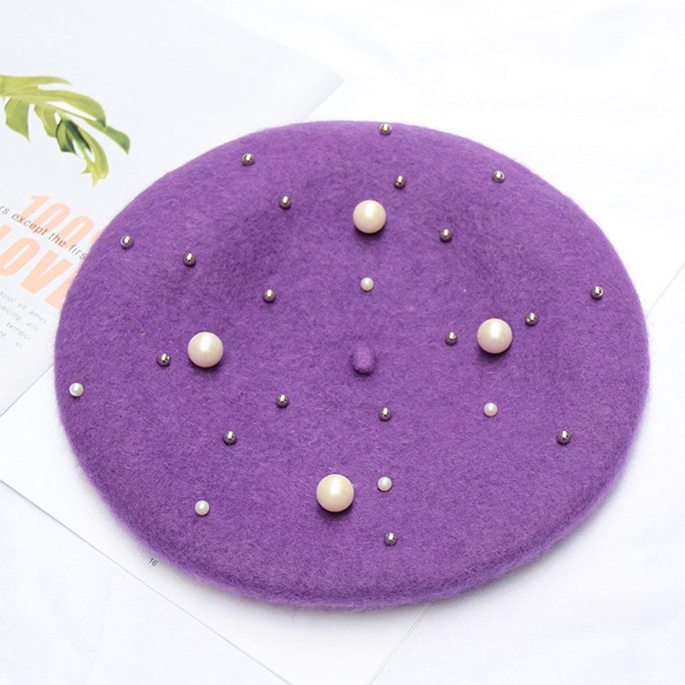 Pearl Stars Wool Felt Beret Hat Cap