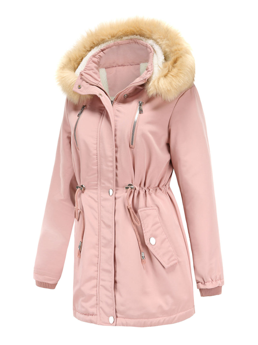 Coat Daily Lamb wool Fall Winter Regular Midi Length Coat Solid Color Oversized Coat