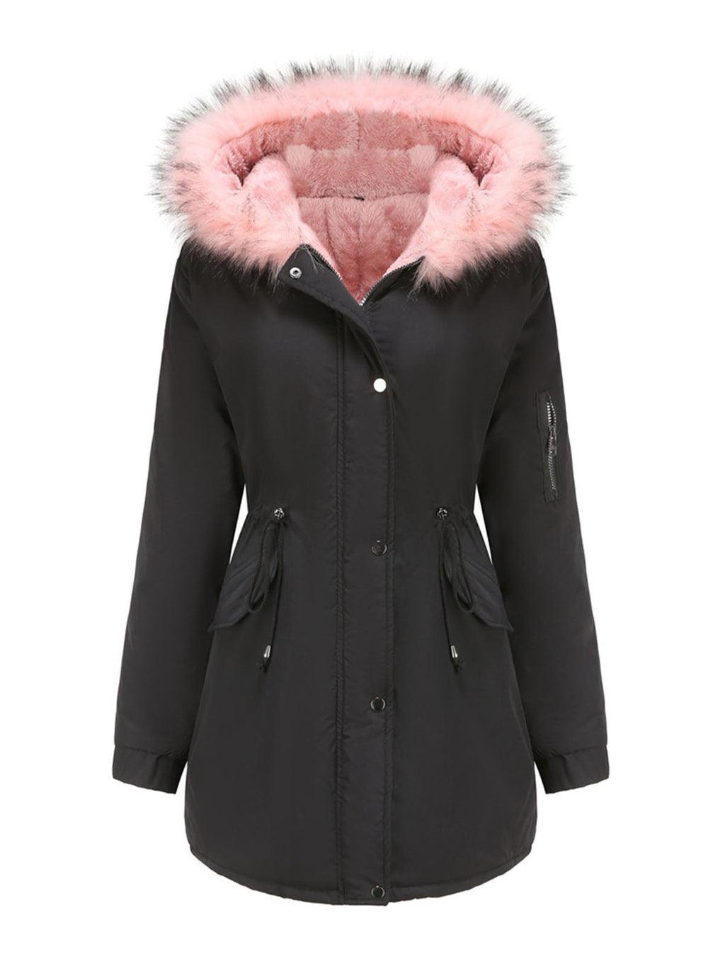 Parka Coat Street Daily Plush Winter Coat Solid Color Oversized Fur Warm Coat