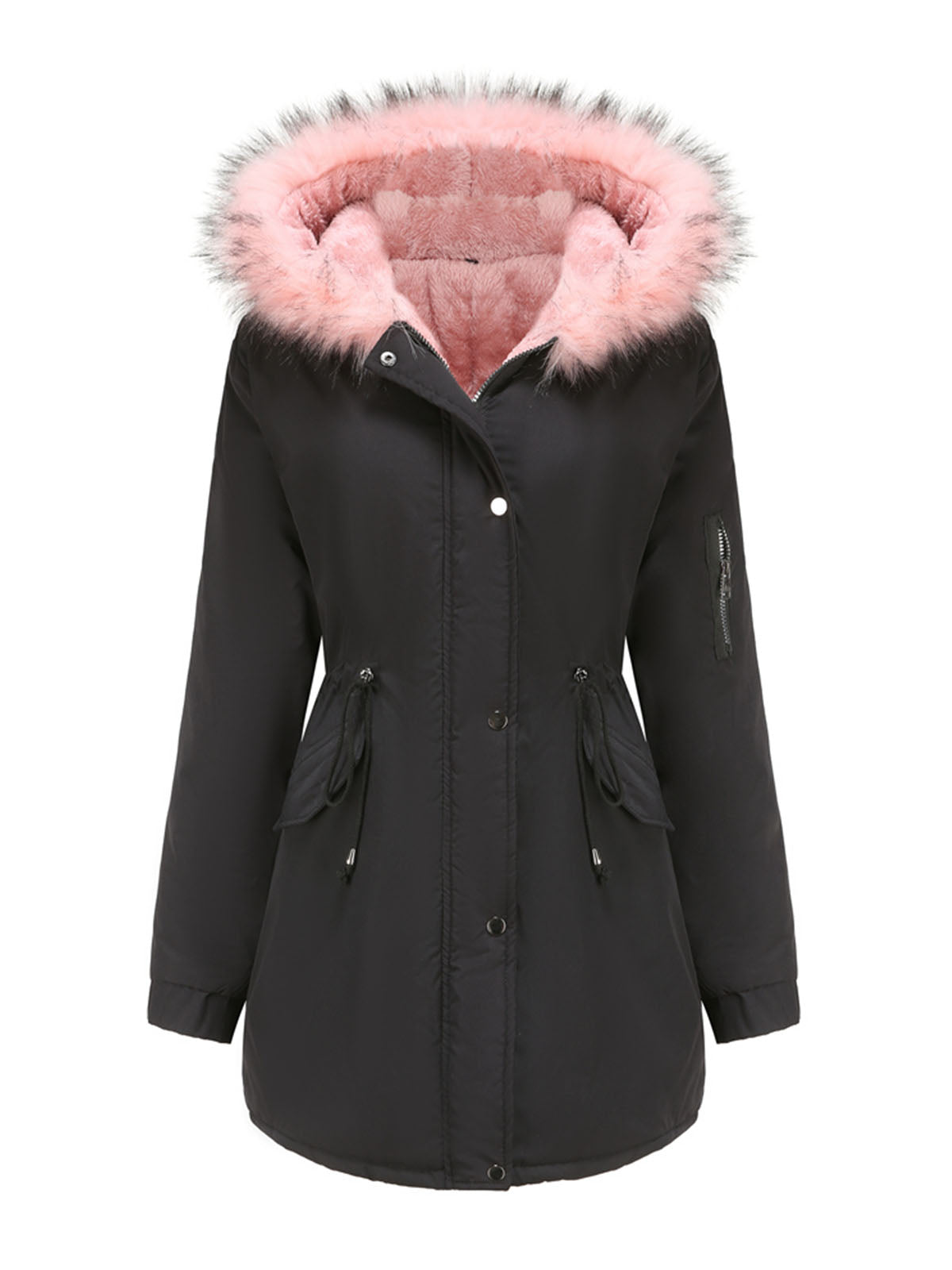 Parka Coat Street Daily Plush Winter Coat Solid Color Oversized Fur Warm Coat