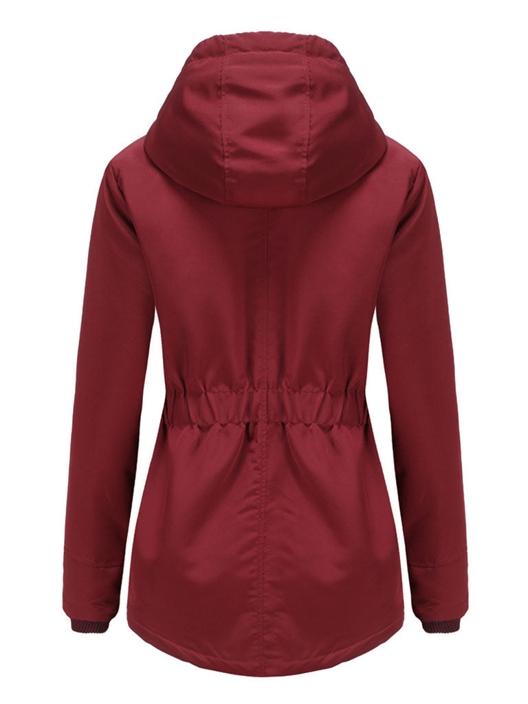 Parker Coat Daily Going Out Fall Winter Casual Waisted Solid Color Oversized Hoodie Coat