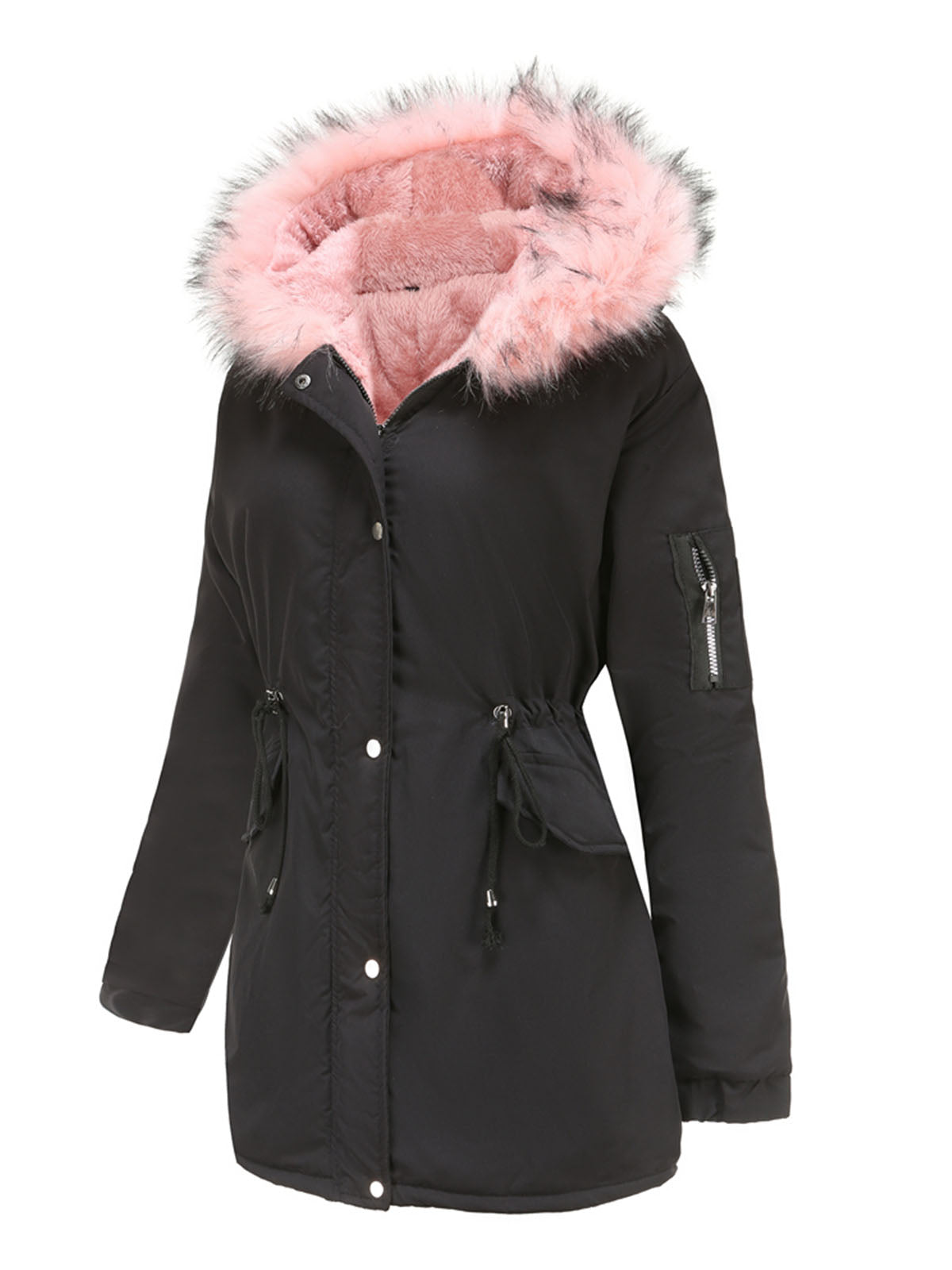 Parka Coat Street Daily Plush Winter Coat Solid Color Oversized Fur Warm Coat