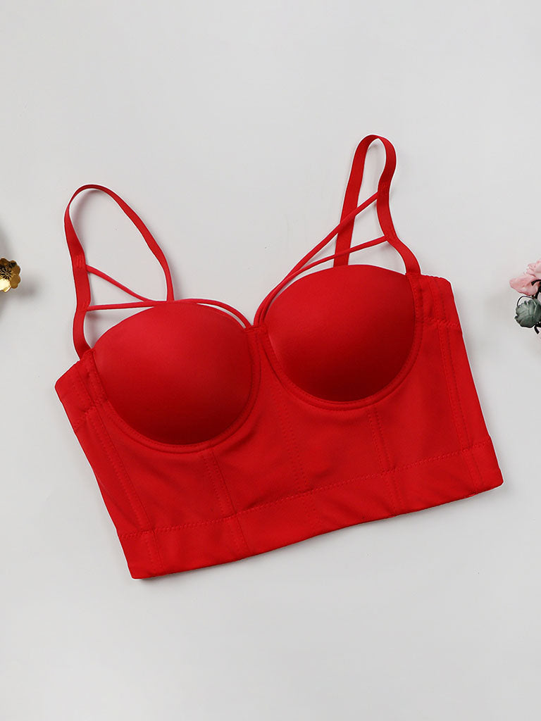 Solid Color Cut Out Corset Camisole Top