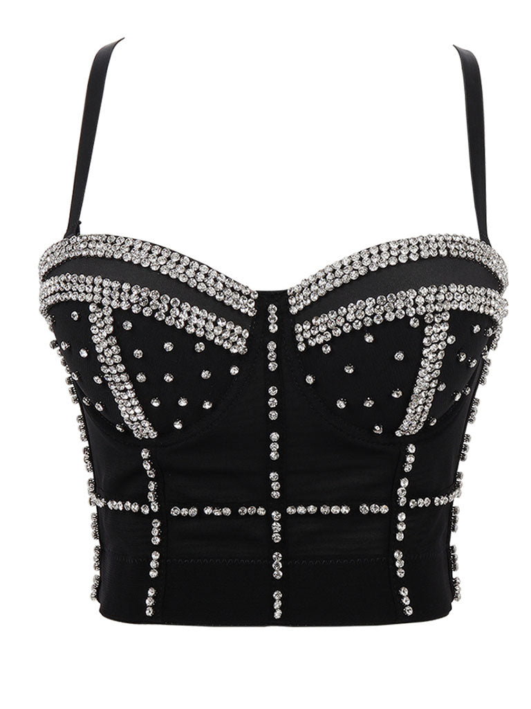 Handmade Rhinestones Corset Camisole Top