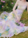 2PS Rainbow Spaghetti Strap 1950S Vintage Dress