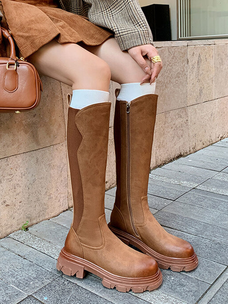 Boots Platform Round Toe Knee High Boots Casual