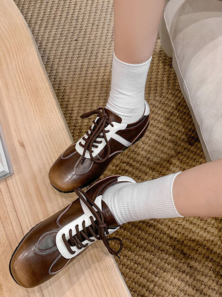 Balletcore Round Toe Ribbon Grey Sneakers