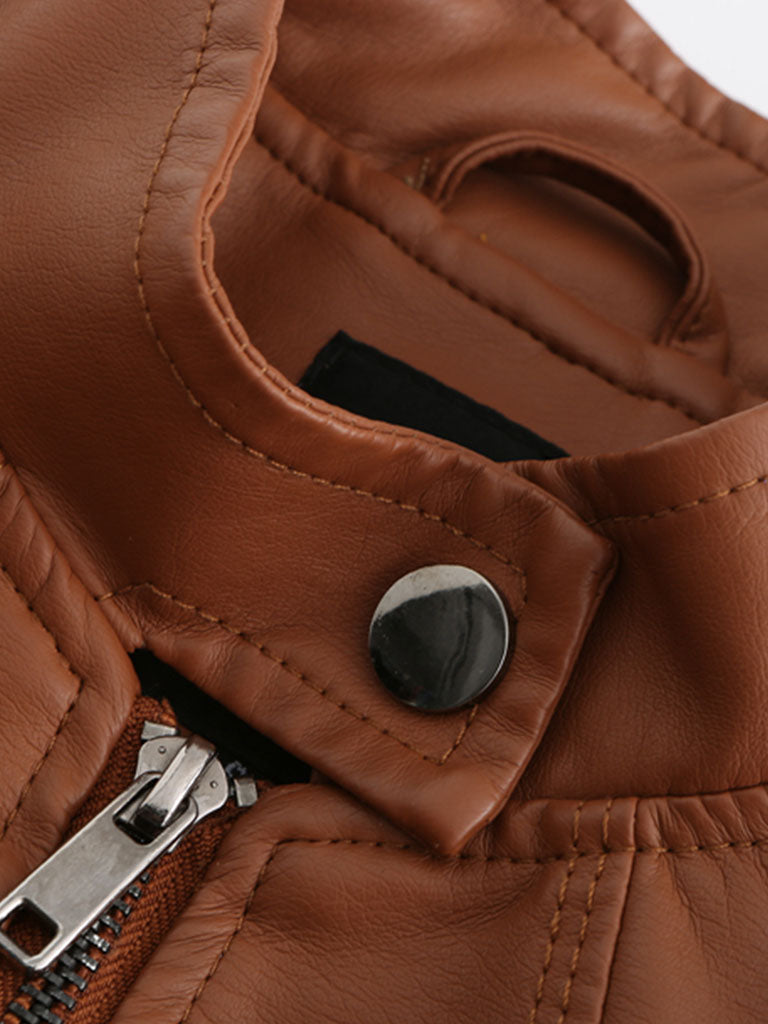 5 Color Long Sleeve PU Leather Motorcycle Jacket